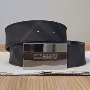 Burberry Reversible CHARCOAL/ BLACK London Nova Check Coated Canvas Belt Size 32